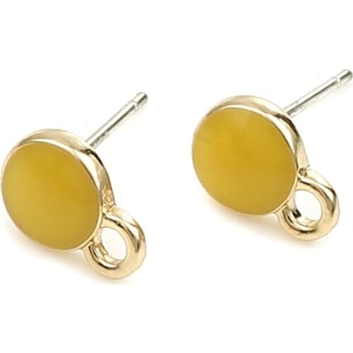 New Fashion Stud Earrings For Women Jewelry Round Earrings Findings Colorful Earrings DIY Charms W/ Loop 9mm x 6mm, 10 PCs