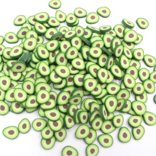 100g/lot 1cm Avocado Slices Polymer Clay Fruits Sprinkles Clay for Arts and Mobile Decoration DIY Crafts Filler Accessories