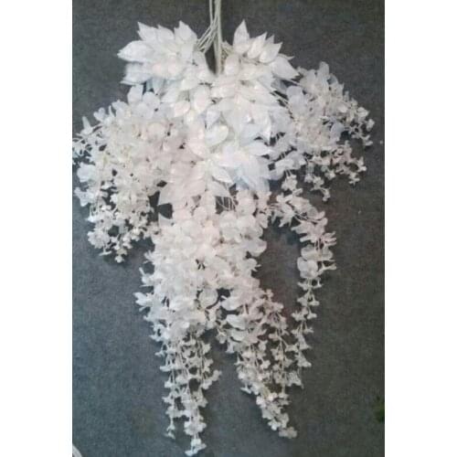 12pcs 110cm White Hanging Artificial Plant Wisteria Flower For Plant Wall Background Wedding Home Hotal Office Bar Decorative
