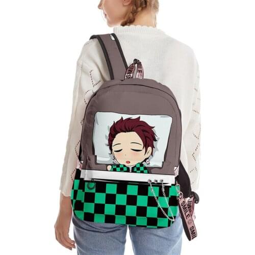 2021 Exquisite Design Demon Slayer Cosplay Schoolgirl Schoolbag Anime Backpack Female and Male Customized Schoolbag Gifts
