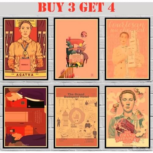 44 Designs The Grand Budapest Hotel Kraft paper Poster Home Decal Artwork Painting Funny Wall Sticker 42X30cm