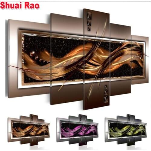 5D Diy diamond painting 5 Pieces"Abstract Lines"full square 3 d Diamond Mosaic sale Rhinestone Embroidery round cross stitch dec