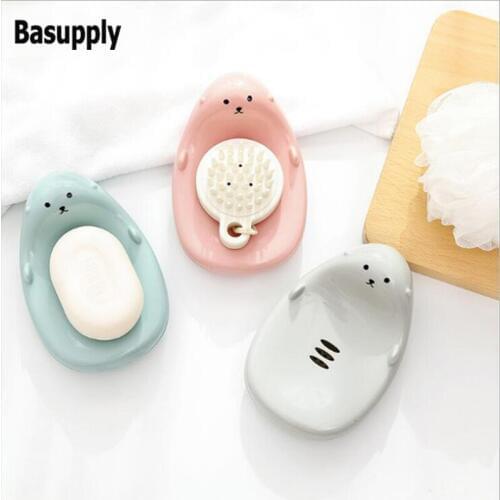 Basupply 1Pc 2018 New Creative Cute Soap Dish Soap Box Soap Tray Holder Storage Bathroom Kitchen Accessories Tools Drop-shipping