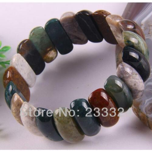 Free Shipping New without tags Multi-color 10X25X8MM India Onyx Beads Stretch Bracelet 8" 1Pcs RH1228