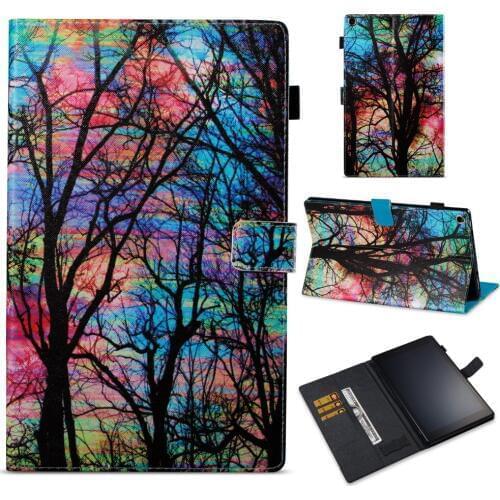 High Quality Print Card Slot Stand Soft TPU + PU Leather Protective Funda Cover For Amazon Kindle Fire HD 10 HD10 2017 Tablet