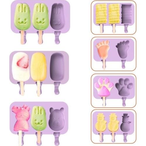Silicone Popsicle Mold Ice Pop Mold Tray Holder with Lid Durable Cake Ice Cream Popsicle Maker with 20 Wooden Stick