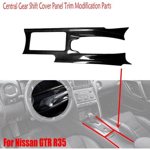 For Nissan GTR R35 2008-2016 Real Carbon Fiber Car Styling LHD Central Gear Shift Cover Panel Trim Modification Parts