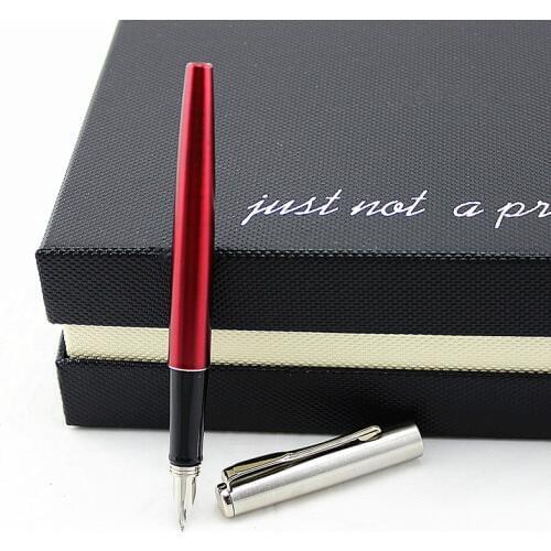 Financial 0.5mm fine Fountain pen Stainless steel and red Stationery Office school supplies ink Pen