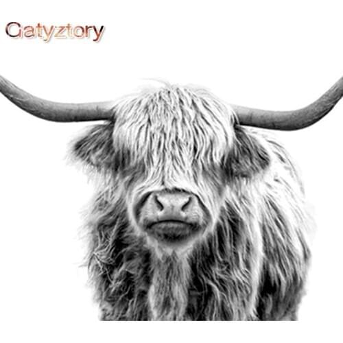 GATYZTORY DIY Painting by numbers Gray yak paint by numbers for adults photo frames for picture 40x50cm photo frame