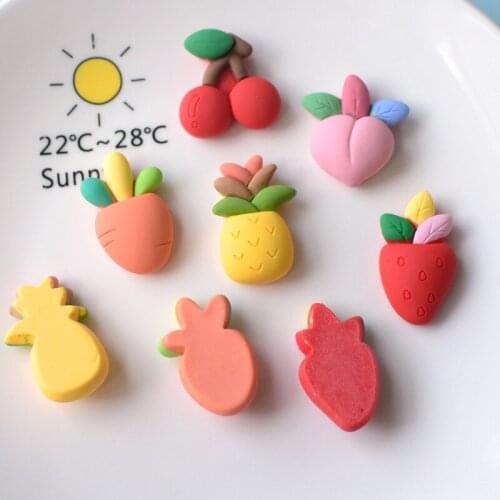 20Pcs Kawaii Simulation Fruit Flat Back Resin Scrapbooking Accessories Strawberry Cherry Peach Resin Cabochons Hair Bow Center