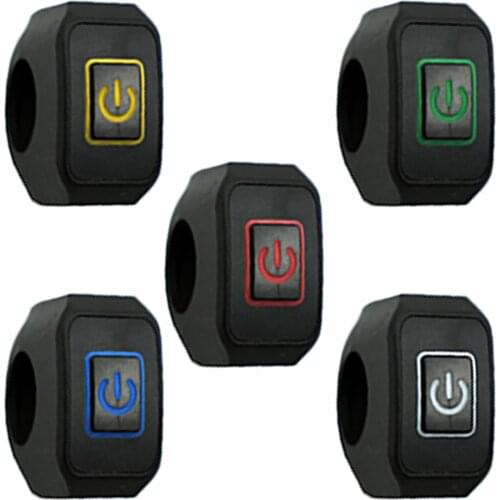 22mm 7/8'' Motorcycle Handlebar Switch Momentry Buttton for Electric Waterproof Control Switch Button with LED Light