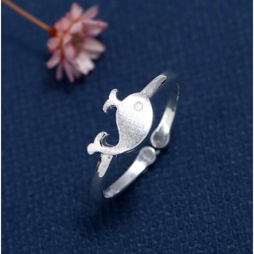 925 Sterling Silver Rings for Women Men Fish shaped Adjustable Open Ring Engagement Wedding Rings For Girls Gift Jewelry