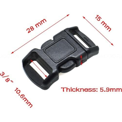 100pcs 3/8"(11mm) Contoured Side Release Buckles for paracord Bracelets/Backpack Black Free Shipping