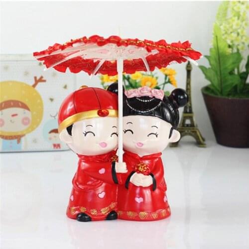 The bride and groom umbrella resin piggy bank saving bank piggy bank money piggybank safe box money