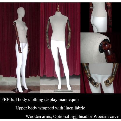 With wood arm Cloth body garment show Linen Mannequin FRP material Adult men or women clothes Full-body window display dummy