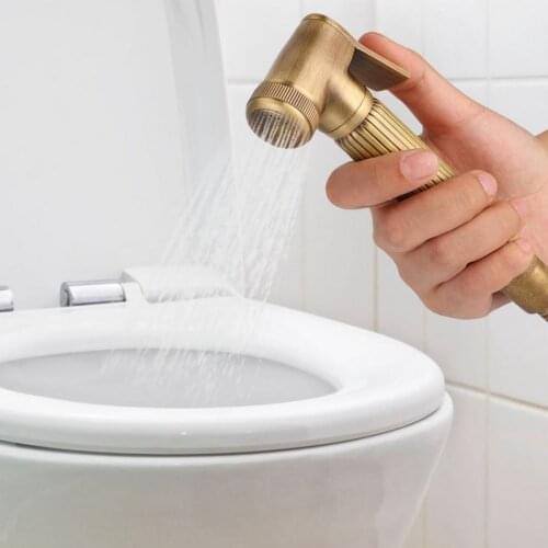 Multifunctional Vintage Brass Handheld Bidet Sprayer Spray Head Bracket Hose Kit Floor Toilet Pet Cleaning Tools
