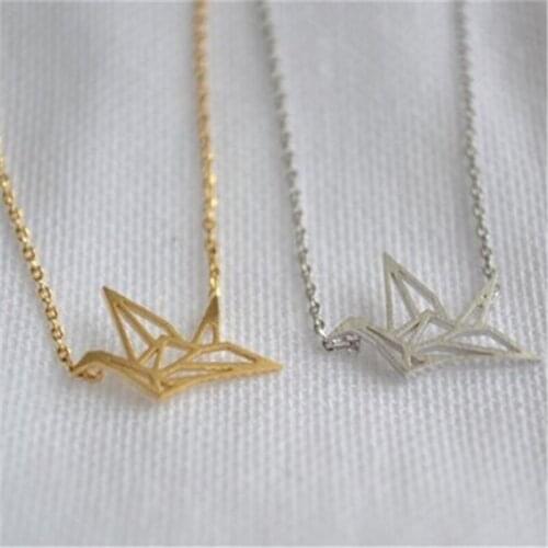 Fashionable Cute Animal Necklace. Trendy Cute Bird Crane Pendant Necklace Thousands of paper Cranes Necklace