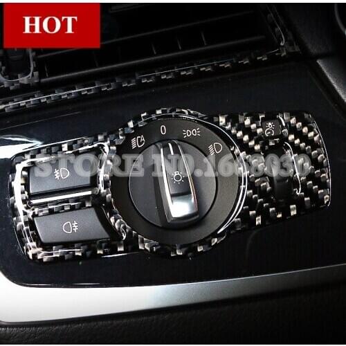 Carbon Fiber Headlight Switch Button Cover For BMW 7 Series F01 F02 2009-2015 1pcs Car accesories interior Car decoration