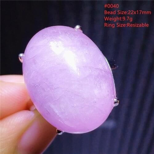 Genuine Natural Purple Kunzite Quartz Cat Eye Adjustable Ring 17x12mm Oval 925 Sterling Silver Wealthy Stone Ring AAAAAA