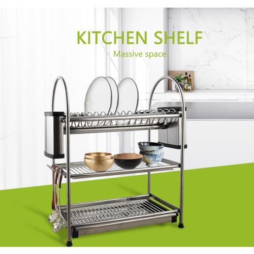 Torayvino Stainless Steel Adjustable Multifunctional Microwave Oven Shelf Rack Standing Type Double Kitchen Storage Holders