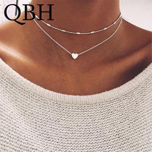 NK277 New Arrival Brand Minimalist Double Horn Pendant Gold Dot Luna Choker Necklace Women Jewelry Boho Heart Necklace Collares