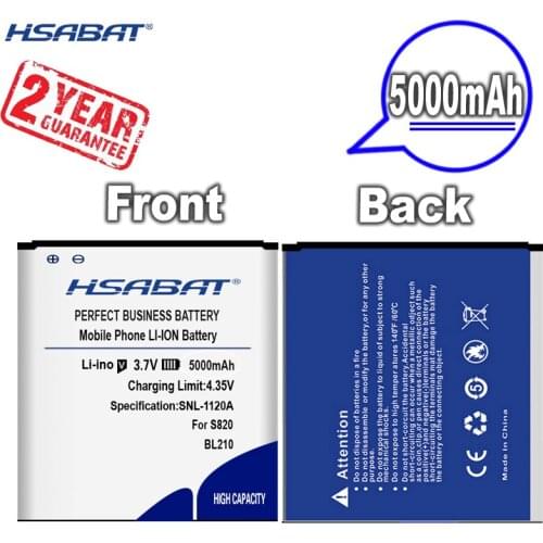 New Arrival [ HSABAT ] 5000mAh BL210 Replacement Battery for Lenovo A606 S820 S820E A750E A770E A656 A766 A658T S650 A536