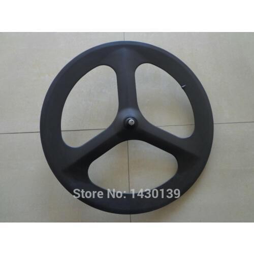 New 700C Fixed Gear/ Track/ Road bicycle matt full carbon bike wheelset 3 spokes and clincher rim integrated with hub Free ship