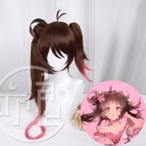 Game Arknights Eyjafjalla Coral Coast Cosplay Wig Gradient Brown Hair for Game Party Costume Prop Accessories