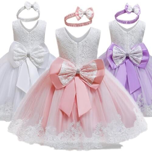 Girls Dress Christmas Children Lace Flower Wedding Gown Toddler Baby Clothes Kids Dresses For Girl 1 to 5 Years Birthday Outfits