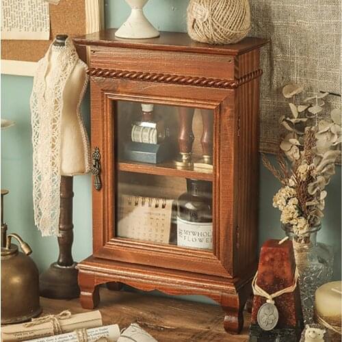 Коробка для хранения Retro Wind Glass Dustproof Storage Shelf Desktop Multifunctional Storages Box Household Coffee Table Shelfs