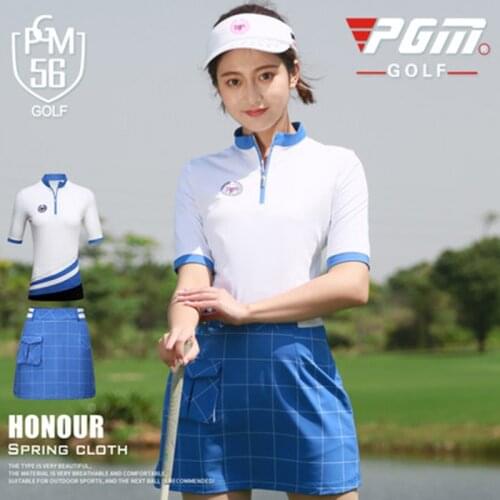 PGM Fashion Zipper Summer Breathable Quick-drying Womens Golf Training Shirt Comfortable Slim Outdoor Sports Suit Sunscreen