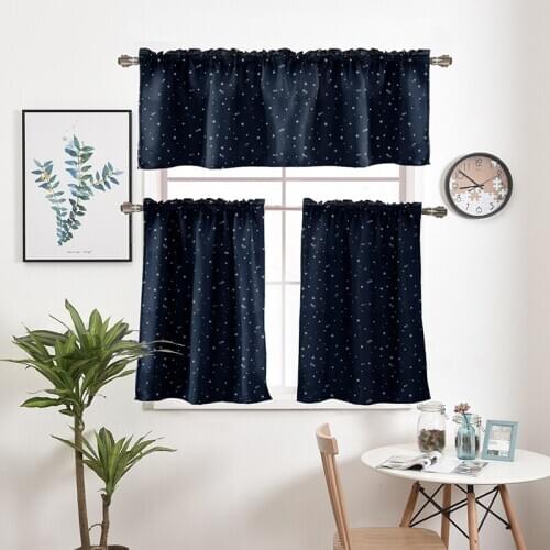 Polyester Fabric Rod Style Blackout Curtains for Kitchen Window Living Room Bedroom Shades Home Decor