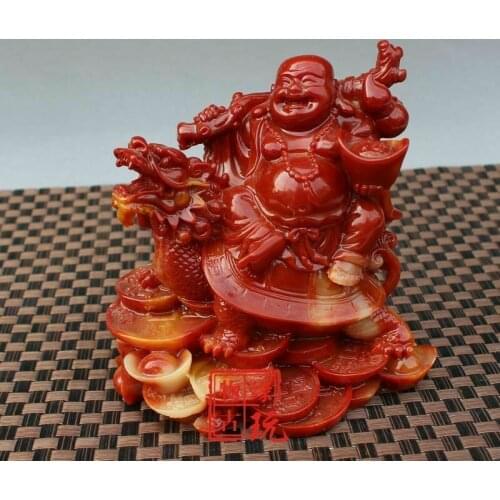 China shoushan stone old Hand carved Maitreya Buddha Statue