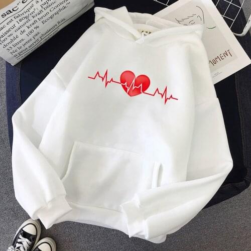 Anime Hoodie Heartbeat Curve Print 2020 Harajuku Clothes Men Women Streetwear Fashion Hip Hop Oversized Sweatshirt Casual Warmth