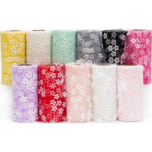 10cm/12cm 25Yard Plum Blossom Tulle Roll Spool Fabric Ribbon DIY Hair Accessories Tutu Skirt Gift Craft Party Wedding Decoration