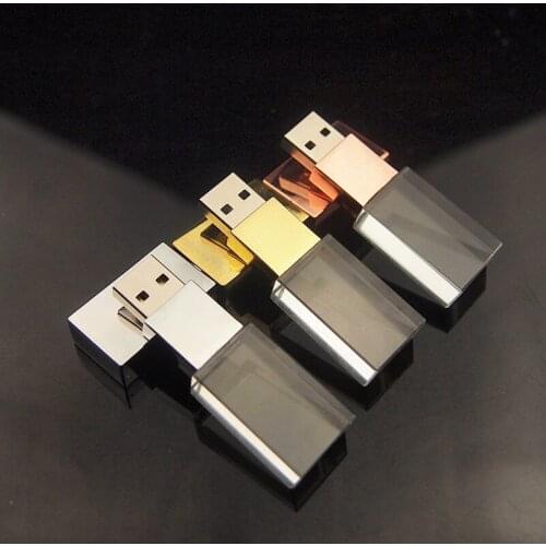 Creative Crystal USB Flash Drive 2.0 Free Logo 10pcs/lot Usb with LED light 4gb 8g 32gb 64gb Pendrive Memory Stick Wedding Gift