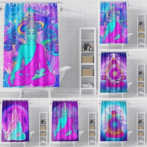 Hippie Lotus Buddha Shower Curtain Bathroom Curtain Fabric Waterproof Polyester Bathroom Curtain with Hooks Bath curtain