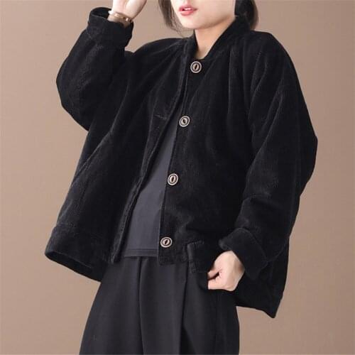 Loose Casual Corduroy Jackets Women Long Sleeve Solid Color Jacket Coat Women Winter Thick Corduroy coat Single Breasted Jaket