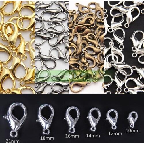 Gold/Silver/Bronze/Gun Black/Dark Silver/ Color Metal Lobster Clasps Hooks for Necklace Bracelet Jewelry Making DIY Findings