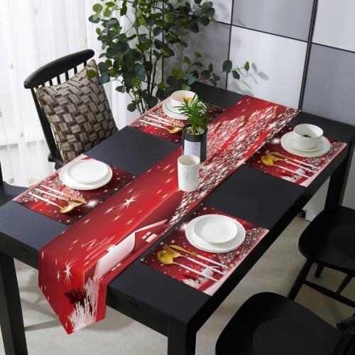 Christmas Tree Stars Table Runner Table Mats Cover For Home Wedding Banquet Festival Party Catering Hotel Table Decoration