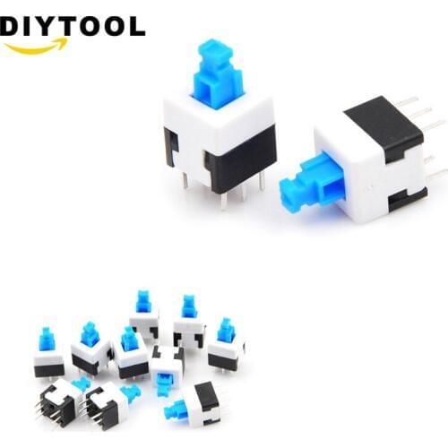 10pcs lots 8X8mm Blue Cap Self-locking Type Square Button Switch 8*8 mm Times Service Life