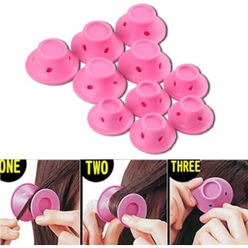 10 Pcs Magic Silicone Hair Curler Hair Care Roller Reusable Sleeping No Heat Roll Hair Style Curling Twist Hair Styling DIY Tool