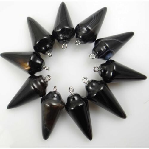 Natural Stone Quartz Crystal Turquoises tiger Opal eye stone Hexagonal Point Pendants Pendant Jewelry Necklaces 10pcs