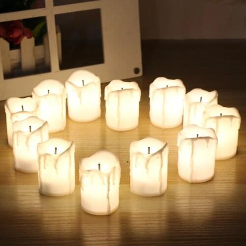 12Pcs Warm White Flameless LED Electric Battery Powered Tealight Candles Holiday Wedding Decorative Big Votive Candles