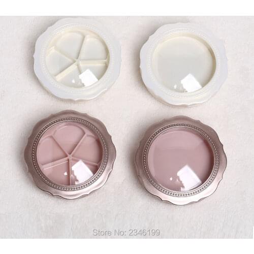 20pcs/lot Empty DIY Eyeshadow Powder Case with Mirror, Double-layer 54mm 5grids Blush Compacts, Lip Balm Packing Container