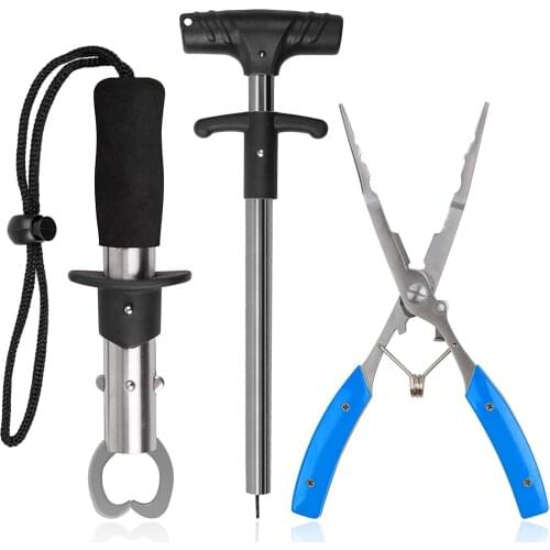 3PC Fishing tackle Kit Stainless Steel Fishing Pliers Fish Gripper Aluminum Hook Remover Fish Grip And Pliers set