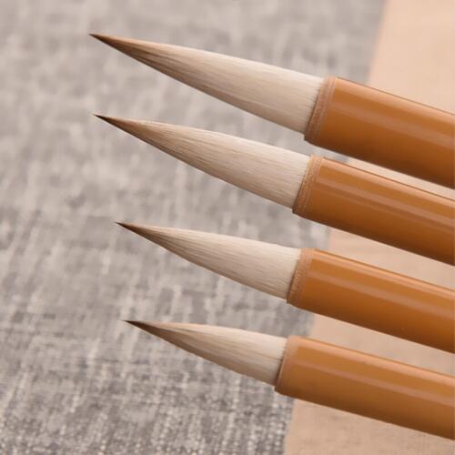 4pcs Chinese Writing Brush Pen Set Weasel&woolen Multiple Hair Painting Brush Audlt Regular Script Calligraphy Practice Brushes