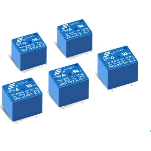 Free shipping 5PCS Relays SRD-03VDC-SL-C SRD-05VDC-SL-C SRD-06VDC-SL-C SRD-09VDC-SL-C 3V 5V 6V 9V 10A 250VAC 5PIN T73