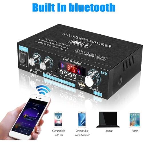 AK35 800W Home Car Amplifiers Audio Power Bluetooth 5.0 Surround Sound FM USB Remote Control Mini Stereo HIFI Digital Amplifier