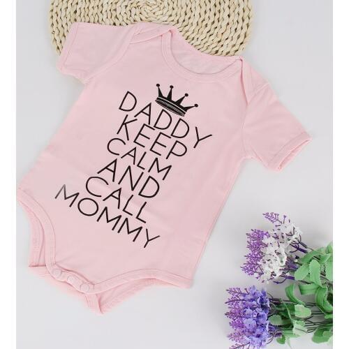Summer Newborn Newborn Baby Boy Girls Cotton Letter Daddy Keep Calm And Call Mommy Infant Bodysuit Playsuit Baby Grows Outfits